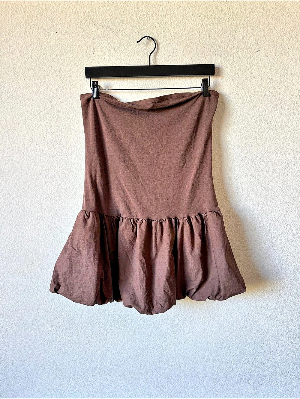 Bubble Hem Strapless Brown Mini Dress Like New